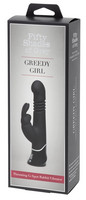 Vibrátor, dildó, műpénisz - Vagina és klitorisz vibrátor: A szürke ötven árnyalata Greedy Girl - akkus, lökő vibrátor (fekete) termék fotó, kép