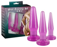 Popsi szex, anál szex - Dildó, vibrátor, butt-plug: Anál tréning dildó szett - 3 db (lila) termék fotó, kép