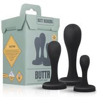 Popsi szex, anál szex - Dildó, vibrátor, butt-plug: BUTTR Butt Kikers - anál dildó szett - fekete (3 részes) termék fotó, kép