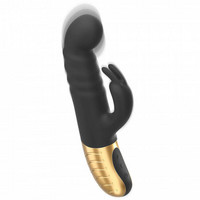 Vibrátor, dildó, műpénisz - Vagina és klitorisz vibrátor: Dorcel G-stormer - akkus, lökő csiklókaros vibrátor (fekete) termék fotó, kép