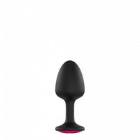 Popsi szex, anál szex - Dildó, vibrátor, butt-plug: Dorcel Geisha Plug Ruby M - pink köves anál dildó (fekete) termék fotó, kép