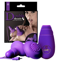 Női kellékek - Mell- és klitorisz pumpák, izgatók: Double - vibrációs mellbimbószívók - 1 pár (lila) termék fotó, kép