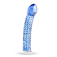 Vibrátor, dildó, műpénisz - Dildók (nem rezgő): Gildo Glass No. 5 - spirális  üveg dildó (áttetsző-kék) termék fotó, kép