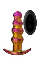 Popsi szex, anál szex - Dildó, vibrátor, butt-plug: Glamour Glass - gyöngyös, rádiós, üveg anál vibrátor (színes) termék fotó, kép