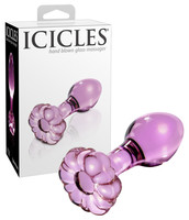 Popsi szex, anál szex - Dildó, vibrátor, butt-plug: Icicles - virágos üvegkúp (pink) termék fotó, kép