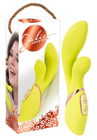 Vibrátor, dildó, műpénisz - Vagina és klitorisz vibrátor: Jülie - Klitoriszkaros vibrátor (sárgászöld) termék fotó, kép