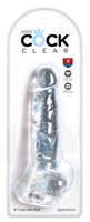 Vibrátor, dildó, műpénisz - Dildók (nem rezgő): King Cock Clear 8 - tapadótalpas, herés dildó (20 cm) termék fotó, kép