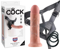 Vibrátor, dildó, műpénisz - Felcsatolható péniszek: King Cock Strap-on 8 - felcsatolható dildó (natúr) termék fotó, kép