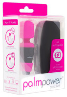 Vibrátor, dildó, műpénisz - Vibrátorok (rezgő vibrátor): PalmPower Pocket Wand - akkus, mini masszírozó vibrátor (pink-fekete) termék fotó, kép