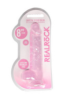 Vibrátor, dildó, műpénisz - Dildók (nem rezgő): REALROCK - áttetsző élethű dildó - pink (19 cm) termék fotó, kép
