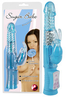 Vibrátor, dildó, műpénisz - Vagina és klitorisz vibrátor: Sugar Babe - gyöngyös, nyuszis vibrátor (kék) termék fotó, kép