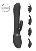 Vibrátor, dildó, műpénisz - Vagina és klitorisz vibrátor: Vive Chou - akkus, cserélhető fejes csiklókaros vibrátor (fekete) termék fotó, kép