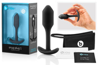 Popsi szex, anál szex - Dildó, vibrátor, butt-plug: b-vibe Snug Plug 1 - anál dildó belső súllyal (55g) - fekete termék fotó, kép