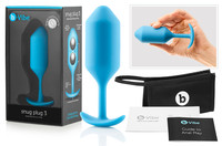 Popsi szex, anál szex - Dildó, vibrátor, butt-plug: b-vibe Snug Plug 3 - dupla golyós anál dildó (180g) - kék termék fotó, kép
