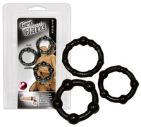 Férfi kellékek - Péniszgyűrű, heregyűrű: 3-as szett - fekete termék fotó, kép