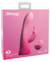 Vibrátor, dildó, műpénisz - Vagina és klitorisz vibrátor: 3Some wall banger rabbity - akkus, rádiós vibrátor (pink) termék fotó, kép