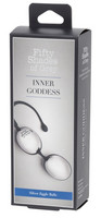 Vibrátor, dildó, műpénisz - Kéjgolyók, tojás vibrátorok: A szürke ötven árnyalata Inner Goddess Silver - gésagolyó duó (fekete-ezüst) termék fotó, kép