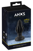 Popsi szex, anál szex - Dildó, vibrátor, butt-plug: ANOS - szuperpuha, bordázott anál dildó - 5 cm (fekete) termék fotó, kép