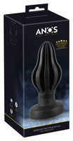 Popsi szex, anál szex - Dildó, vibrátor, butt-plug: ANOS - szuperpuha, bordázott anál dildó - 7 cm (fekete) termék fotó, kép