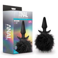 Popsi szex, anál szex - Dildó, vibrátor, butt-plug: Anal Adventures Platinum - anál dildó nyuszifarokkal (fekete) termék fotó, kép