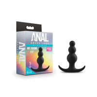 Popsi szex, anál szex - Dildó, vibrátor, butt-plug: Anal Adventures Platinum - gyöngyös anál dildó (fekete) termék fotó, kép