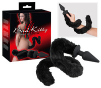 Popsi szex, anál szex - Dildó, vibrátor, butt-plug: Bad Kitty - anál kúp cicafarokkal (fekete) termék fotó, kép
