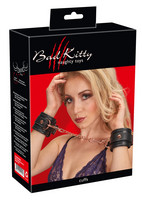 Bondage, Kötözés, S/M - Nyakörvek, bilincsek: Bad Kitty - bilincsek lánccal (fekete-rosegold) termék fotó, kép