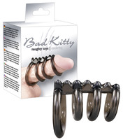 Férfi kellékek - Péniszgyűrű, heregyűrű: Bad Kitty - tüskés, négyszeres péniszgyűrű termék fotó, kép