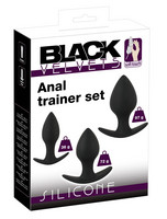 Popsi szex, anál szex - Dildó, vibrátor, butt-plug: Black Velvet - szilikon anál dildó szett (3 részes) - fekete termék fotó, kép