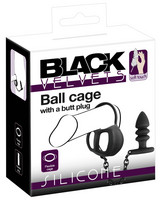 Férfi kellékek - Péniszgyűrű, heregyűrű: Black Velvet - szilikon hereketrec anál dildóval (fekete) termék fotó, kép