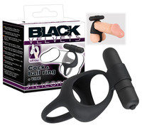 Férfi kellékek - Péniszgyűrű, heregyűrű: Black Velvet - vibrációs pénisz- és heregyűrű (fekete) termék fotó, kép