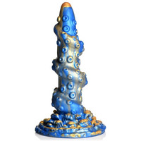 Vibrátor, dildó, műpénisz - Dildók (nem rezgő): Creature Cocks Kraken - spirálos polipkar dildó - 21 cm (arany-kék) termék fotó, kép