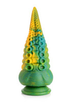 Vibrátor, dildó, műpénisz - Dildók (nem rezgő): Creature Cocks Monstropus - polipkar szilikon dildó - 22 cm (sárga-zöld) termék fotó, kép