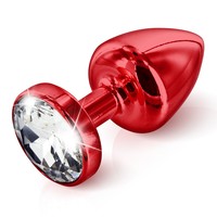 Popsi szex, anál szex - Dildó, vibrátor, butt-plug: Anál ékszer - rubin butt plug Swarovski kristállyal (3,5 cm) termék fotó, kép