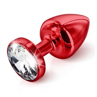 Popsi szex, anál szex - Dildó, vibrátor, butt-plug: Anál ékszer - rubin butt plug Swarovski kristállyal (3 cm) termék fotó, kép