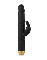 Vibrátor, dildó, műpénisz - Vagina és klitorisz vibrátor: Dorcel Furious Rabbit 2.0 - akkus, lökő csiklókaros vibrátor (fekete) termék fotó, kép