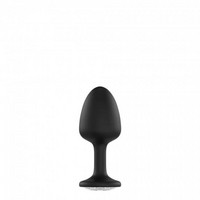 Popsi szex, anál szex - Dildó, vibrátor, butt-plug: Dorcel Geisha Plug Diamond M - fehér köves anál dildó (fekete) termék fotó, kép
