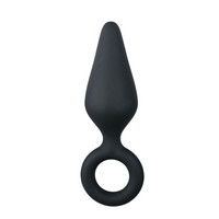 Popsi szex, anál szex - Dildó, vibrátor, butt-plug: Easytoys Pointy Plug - fogógyűrűs anál dildó - közepes (fekete) termék fotó, kép
