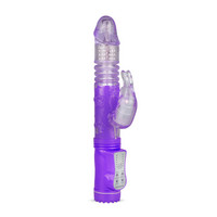 Vibrátor, dildó, műpénisz - Vagina és klitorisz vibrátor: Easytoys - lökő-forgő, nyuszis csiklókaros vibrátor (lila-áttetsző) termék fotó, kép