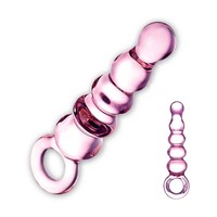 Popsi szex, anál szex - Análfüzérek, anál gyöngysorok: GLAS - üveg anál gyöngysor dildó (pink) termék fotó, kép
