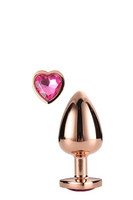 Popsi szex, anál szex - Dildó, vibrátor, butt-plug: Gleaming Love - alumínium anál dildó szív alakú kővel (rózsaarany) termék fotó, kép