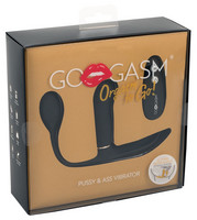 Vibrátor, dildó, műpénisz - Vaginális és anális vibrátor: GoGasm Pussy & Ass - akkus, rádiós 3 ágú vibrátor (fekete) termék fotó, kép