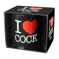 Ajándéktárgyak - Legénybúcsú, leánybúcsú, party: I Love Cock - bögre (fekete) termék fotó, kép