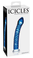 Vibrátor, dildó, műpénisz - Dildók (nem rezgő): Icicles No. 29 - spirális, péniszes üveg dildó (kék) termék fotó, kép