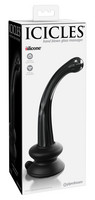Vibrátor, dildó, műpénisz - Dildók (nem rezgő): Icicles No. 87 - G+P-pont üveg dildó (fekete) termék fotó, kép