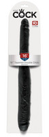 Vibrátor, dildó, műpénisz - Dildók (nem rezgő): King Cock 16 Tapered - élethű dupla dildó (41 cm) - fekete termék fotó, kép