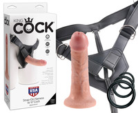Vibrátor, dildó, műpénisz - Felcsatolható péniszek: King Cock Strap-on 6 - felcsatolható dildó (natúr) termék fotó, kép