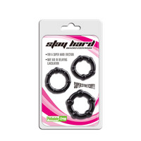 Férfi kellékek - Péniszgyűrű, heregyűrű: Lonely Slay Hard - péniszgyűrű szett - fekete (3 részes) termék fotó, kép