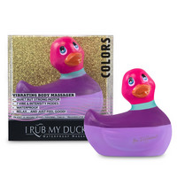 Vibrátor, dildó, műpénisz - Klitorisz izgatók: My Duckie Colors 2.0 - csíkos kacsa vízálló csiklóvibrátor (lila-pink) termék fotó, kép