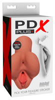 Kielégítő eszközök - Vaginák és popók: PDX Pick Your Pleasure Stroker - 2in1 élethű maszturbátor (sötét natúr) termék fotó, kép